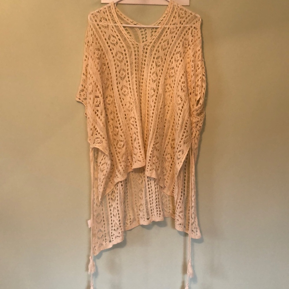 NWOT cream crochet swim suit cover up